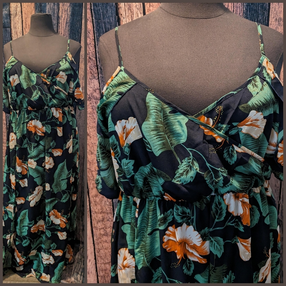 Navy Blue Floral Maxi Dress